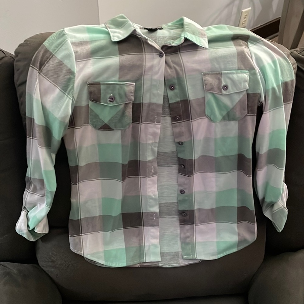Long sleeve button down plaid shirt